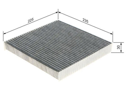 BOSCH 1987435518 Cabin Air Filter 235mm Length Activated Carbon Fits Honda
