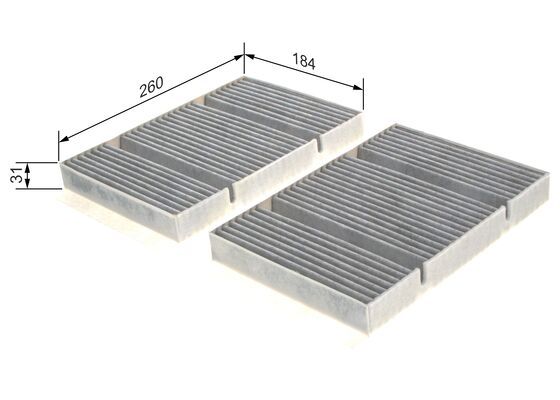 BOSCH 1987435546 Cabin Air Filter 184mm 30.5mm Height Fits Mercedes-Benz S-Class