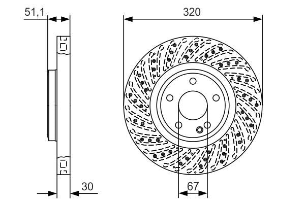 BOSCH 0986479A60 Brake Disc Front Perforated Vented Fits B-Class CLA GLA-Class