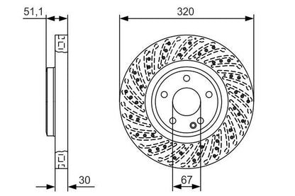 BOSCH 0986479A60 Brake Disc Front Perforated Vented Fits B-Class CLA GLA-Class