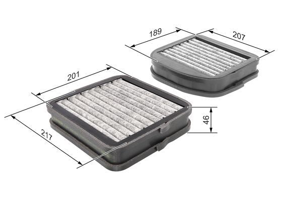 BOSCH 1987432533 Cabin Air Filter 226.9mm 45.5mm Height Fits Maybach Mercedes