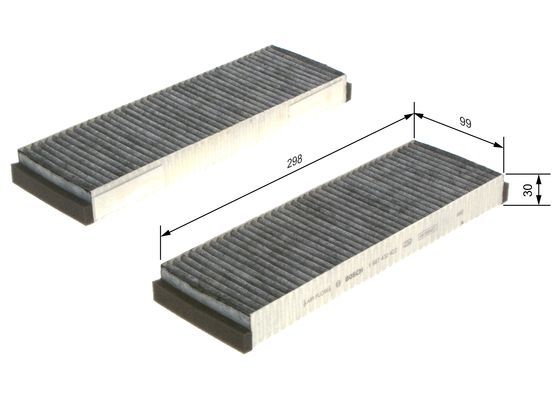 BOSCH 1987432422 Cabin Air Filter 307mm Activated Carbon For Audi Lamborghini VW