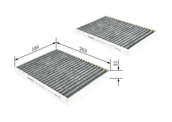 BOSCH 1987432438 Cabin Air Filter 262mm 31mm Height Fits Mercedes-Benz S-Class