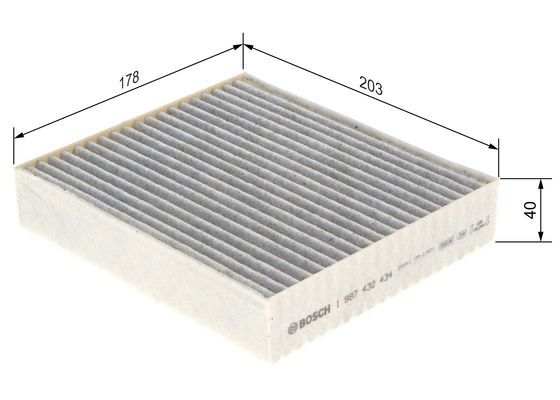 BOSCH 1987432434 Cabin Air Filter 203mm Activated Carbon Fits Mitsubishi Smart