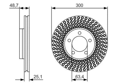 BOSCH 0986479701 Brake Disc Front Vented 300mm Outer Diameter Fits Volvo V40