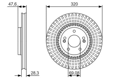 BOSCH 0986479A21 Brake Disc Front Vented 320mm Outer Ø Fits Hyundai Kia