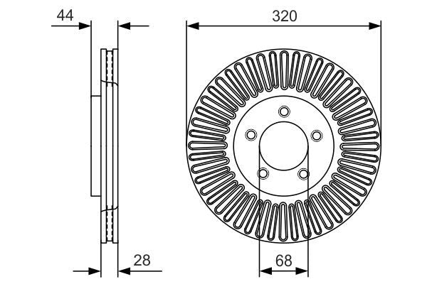 BOSCH 0986479D19 Brake Disc Front Vented Fits Nissan X-Trail Renault Koleos