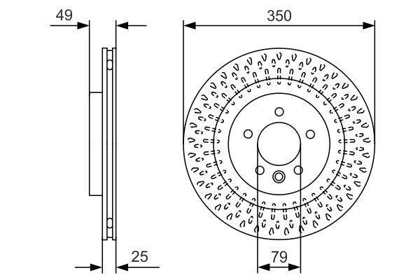 BOSCH 0986479D31 Brake Disc Rear Vented Internally Vented Fits Land Rover