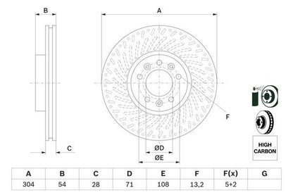 BOSCH 0986479E52 Brake Disc Front Fits Citroën Opel Peugeot Toyota Vauxhall