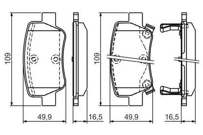BOSCH 0986494403 Brake Pad Set For Disc Rear 16.5mm Thickness For Toyota Avensis