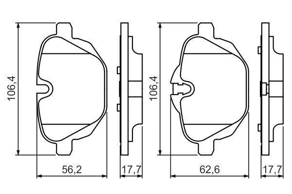 BOSCH 0986494432 Brake Pad Set For Disc Brake Rear 16.6mm Thickness Fits BMW