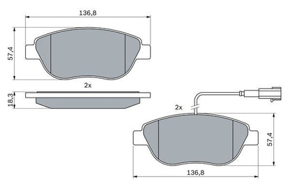 BOSCH 0986494464 Brake Pad Set For Disc Brake Front 19mm Thickness Fits Fiat