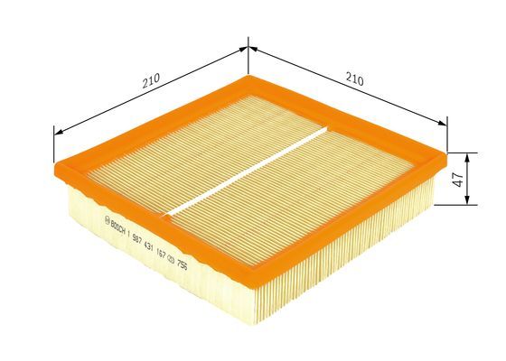 BOSCH 1987431167 Cabin Filter 210mm Length Particulate 46.5mm Height Fits VOLVO
