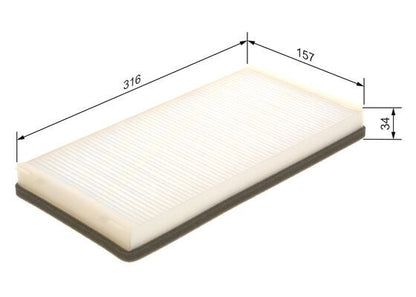 BOSCH 1987432007 Cabin Air Filter 316mm Particulate Fits Peugeot 406 Porsche 911