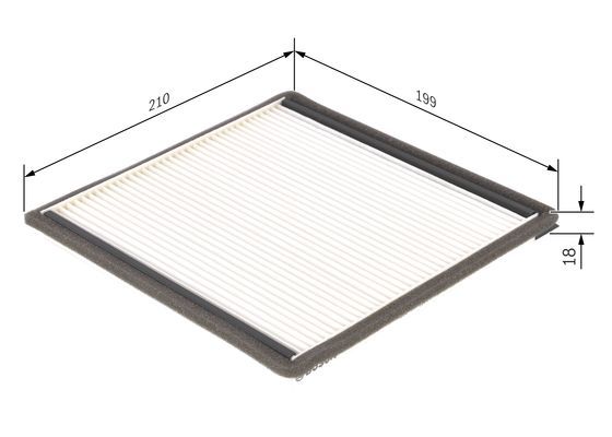 BOSCH 1987432021 Cabin Air Filter 210.3mm Length Particulate For Citroën Peugeot