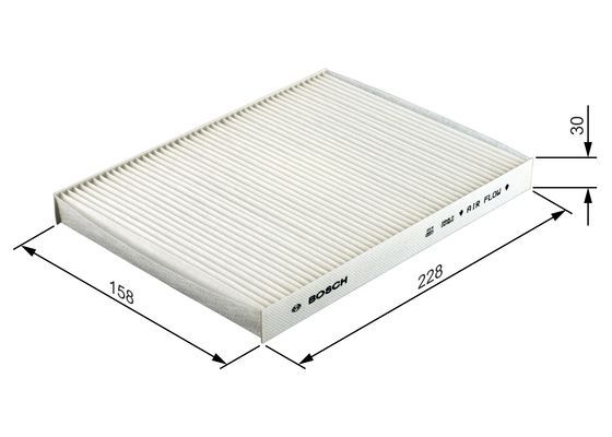 BOSCH 1987432039 Cabin Air Filter 228mm Length Particulate Fits Nissan Renault