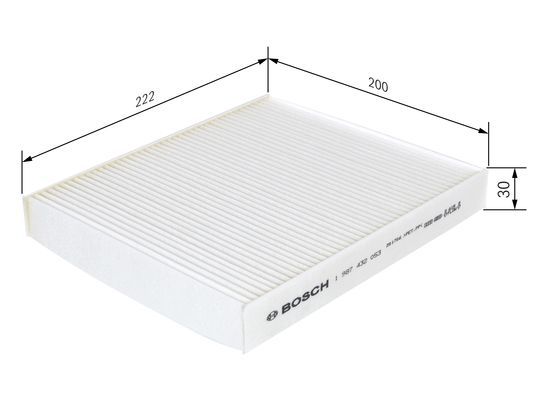 BOSCH 1987432053 Cabin Air Filter 222mm Fits Honda Civic CR-V Rover 400