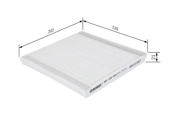 BOSCH 1987432063 Cabin Air Filter 202mm Length Particulate Fits Volvo S40 V40