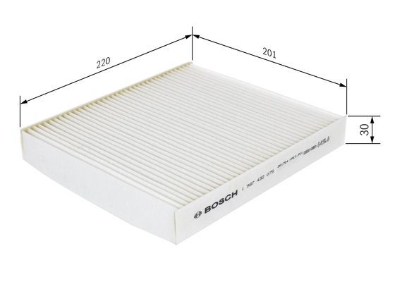 BOSCH 1987432075 Cabin Air Filter 220mm Length Particulate Fits Lexus Nissan