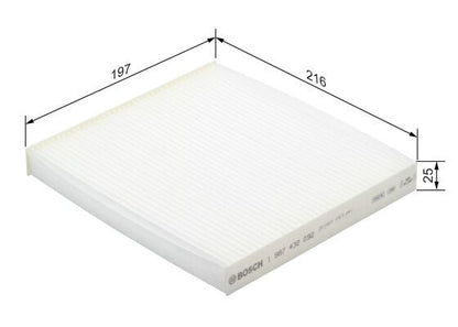 BOSCH 1987432092 Cabin Air Filter 197mm Particulate For Mazda CX-7 Mazda2 Mazda6