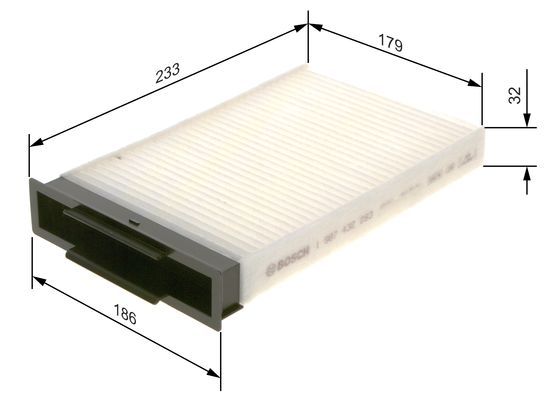 BOSCH 1987432093 Cabin Air Filter 254.6mm Length Particulate Fits Renault Megane