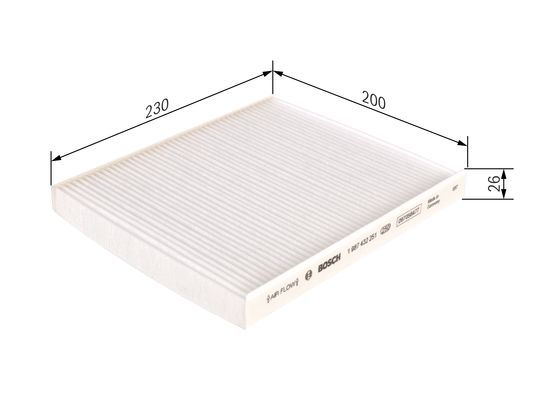 BOSCH 1987432251 Cabin Air Filter 230mm Particulate Fits Alfa Romeo Giulietta