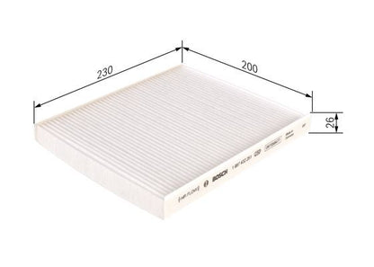 BOSCH 1987432251 Cabin Air Filter 230mm Particulate Fits Alfa Romeo Giulietta