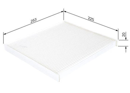 BOSCH 1987432269 Cabin Air Filter 225mm Length Particulate Fits Hyundai Kia