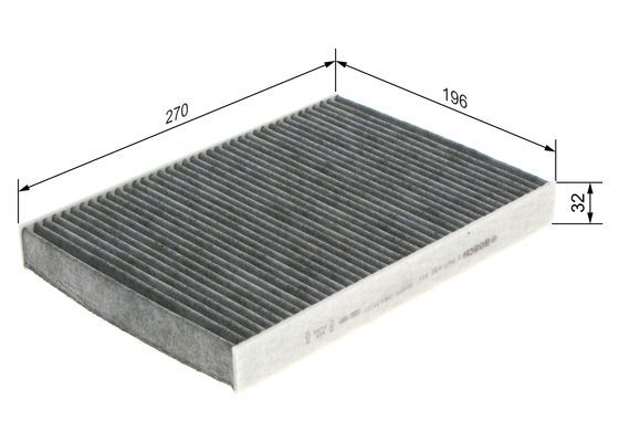 BOSCH 1987432311 Cabin Filter 270mm 32mm Height Fits Citroën C5 C6 Peugeot 407