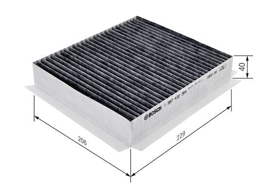 BOSCH 1987432364 Cabin Air Filter 229mm 40mm Height Fits Mercedes-Benz M-Class