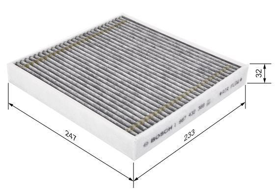 BOSCH 1987432368 Cabin Air Filter 232.5mm Length Activated Carbon Fits BMW Z4