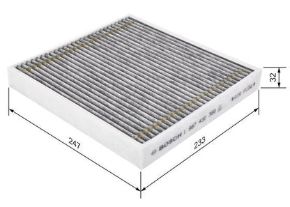 BOSCH 1987432368 Cabin Air Filter 232.5mm Length Activated Carbon Fits BMW Z4