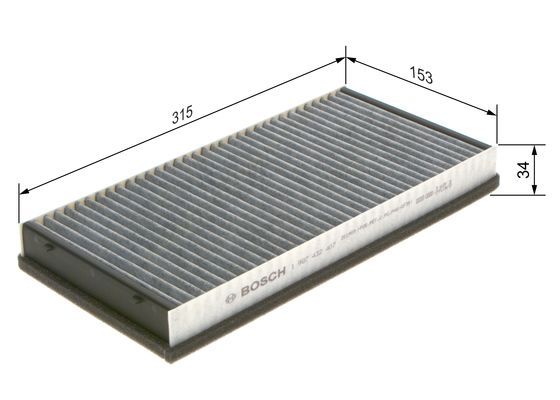 BOSCH 1987432407 Cabin Air Filter 327mm Fits Porsche 911 Boxster Cayman