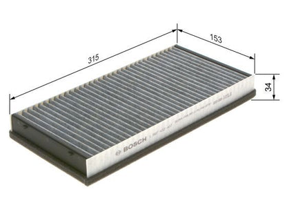 BOSCH 1987432407 Cabin Air Filter 327mm Fits Porsche 911 Boxster Cayman