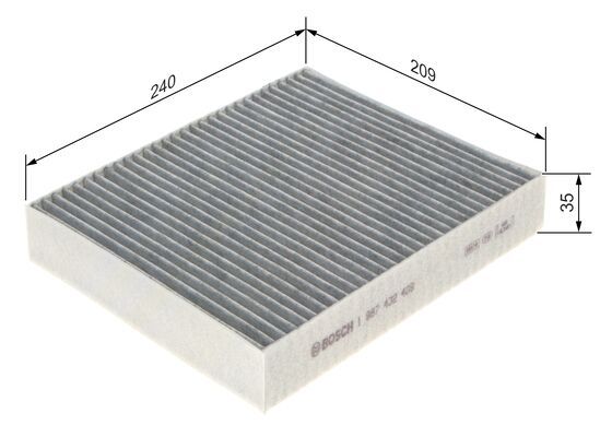 BOSCH 1987432409 Cabin Air Filter 240mm Length Activated Carbon Fits Ford
