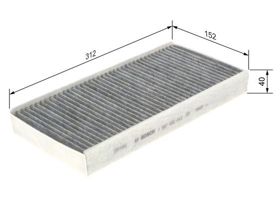 BOSCH 1987432412 Cabin Filter 314mm 40mm Height Fits Citroën C5 C6 Peugeot 407