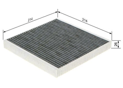 BOSCH 1987432499 Cabin Air Filter 214mm Length Activated Carbon For Smart Fortwo