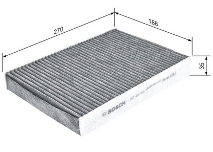 BOSCH 1987432549 Cabin Air Filter 270mm Activated Carbon Fits Peugeot 508 508 SW