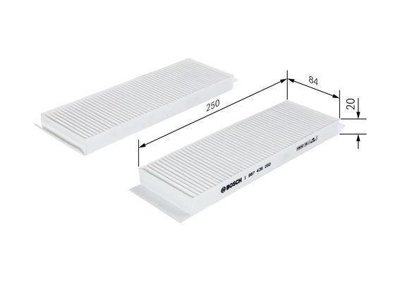 BOSCH 1987435050 Cabin Air Filter 250mm Length Particulate Fits Hyundai i20