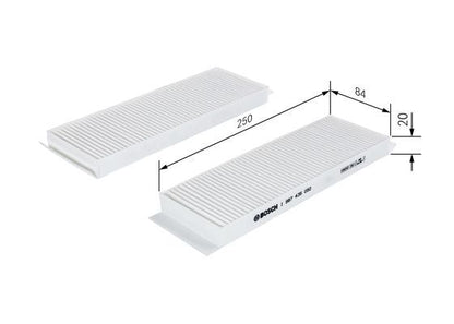 BOSCH 1987435050 Cabin Air Filter 250mm Length Particulate Fits Hyundai i20