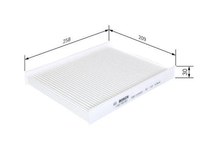 BOSCH 1987435081 Cabin Air Filter 258mm Particulate Fits Hyundai ix55 Santa Fe