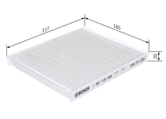 BOSCH 1987435088 Cabin Air Filter 217mm Length Particulate Fits Suzuki Jimny