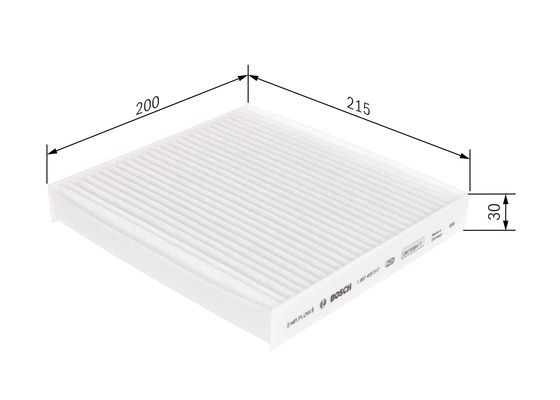 BOSCH 1987435517 Cabin Air Filter 200mm Length Particulate Fits Nissan Subaru