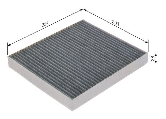 BOSCH 1987435602 Cabin Air Filter 224mm Length Activated Carbon Fits Hyundai Kia