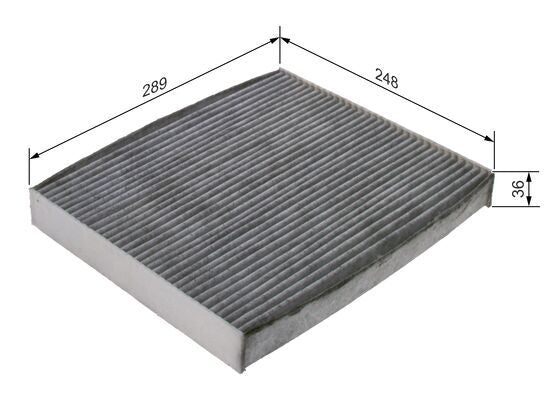BOSCH 1987435607 Cabin Air Filter 247.5mm Length Activated Carbon For Volvo XC40