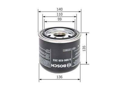 BOSCH 0986628253 Compressed-Air System Air Dryer Cartridge 140mm Ø Fits DAF