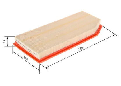 BOSCH 1457433065 Air Filter 379mm Length Insert 57.5mm Height Fits Mercedes-Benz