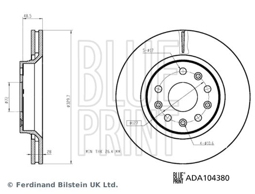 2x Front Brake Discs Braking System Blue Print ADA104380 Fits Jeep Wrangler