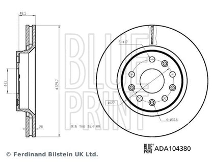 2x Front Brake Discs Braking System Blue Print ADA104380 Fits Jeep Wrangler