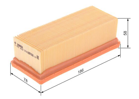 BOSCH 1457433078 Air Filter 186mm Length Insert 58.3mm Height For Nissan Renault